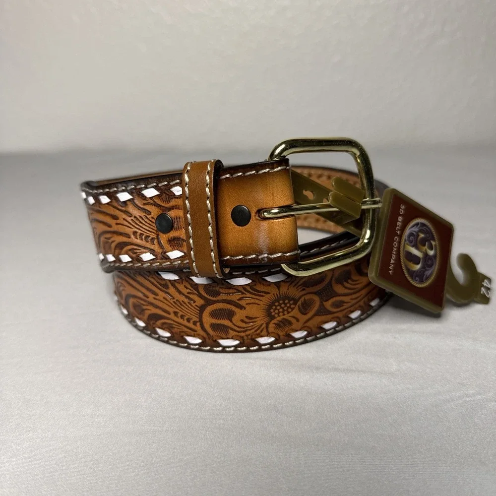 3D Belt‎ Company Men's Embossed Filigree Buck Lace Western Belt 42
